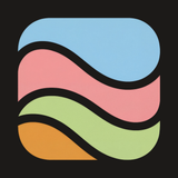 The Colour Within app icon in dark mode: the same four coloured waves on a warm dark square.