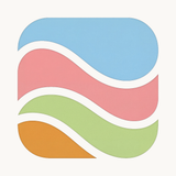 The Colour Within app icon in light mode: four coloured waves in sky blue, rose, green and amber on a cream square.